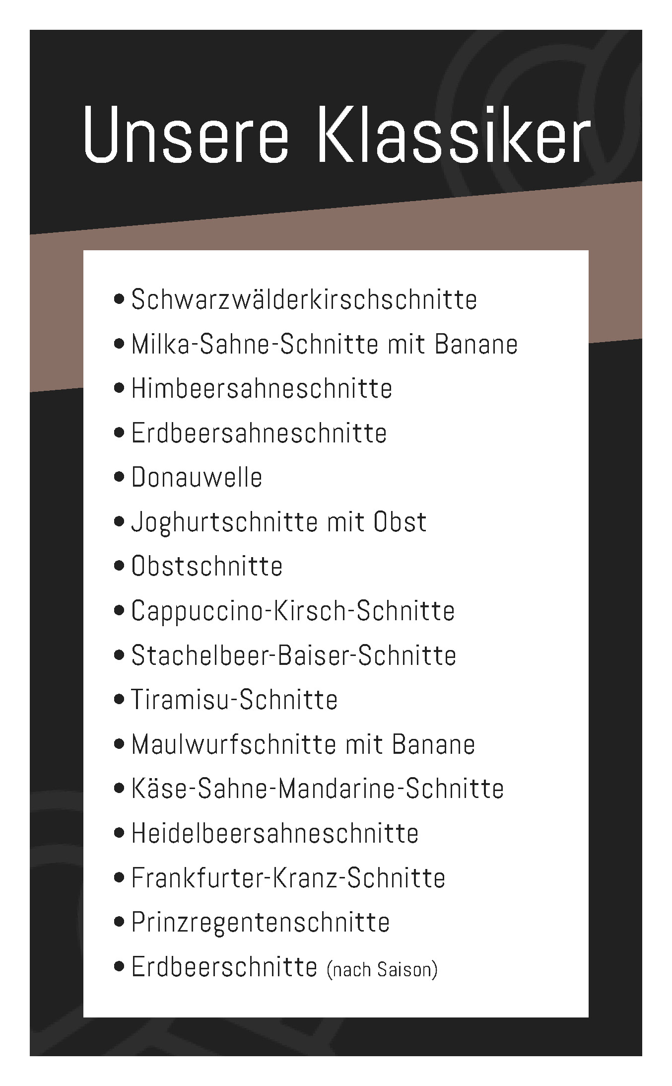 Leinweber_Sahneschnitten-Torten_2025-11 Übersicht Sahneschnitten und Torten Klassiker